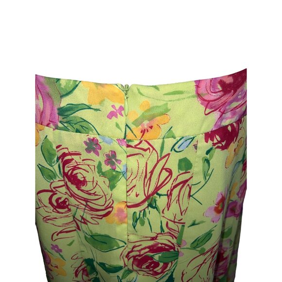 Worthington Womens Floral Yellow Midi Skirt Size 12 A-Line Lightweight & Flowing - Picture 7 of 7